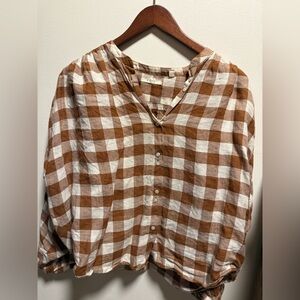 Doen O’Keefe Linen Gingham Blouse *rare*